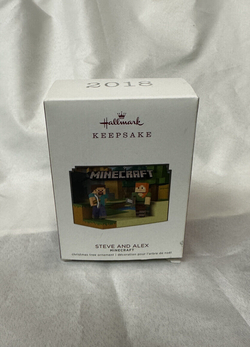 Hallmark Keepsake Christmas Ornament 2018 Minecraft Steve & Alex Damaged Box