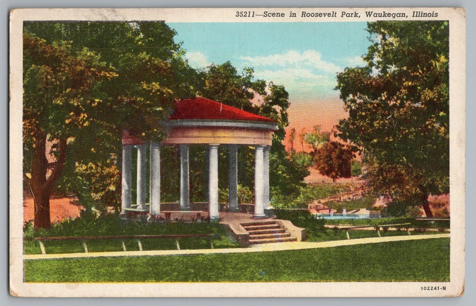 Postcard Roosevelt Park, Waukegan, Illinois