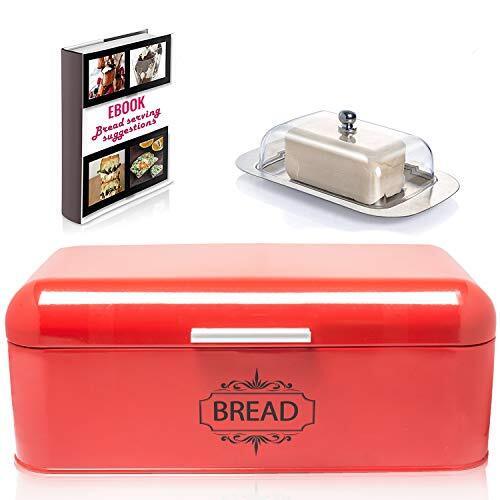 AllGreen Vintage Bread Box Container for Kitchen Decor Stainless-Steel Metal ...
