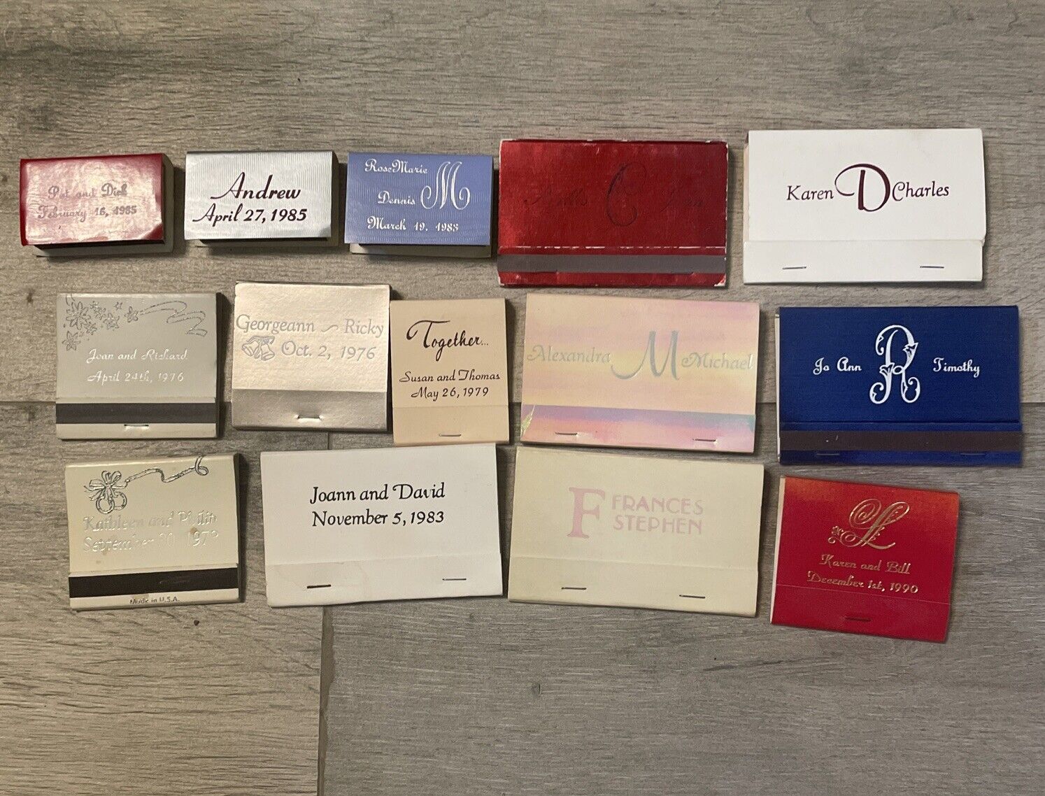 Vintage Unstruck Matchbook Wedding Souvenirs Lot Of 14 1973-1990 Collectibles