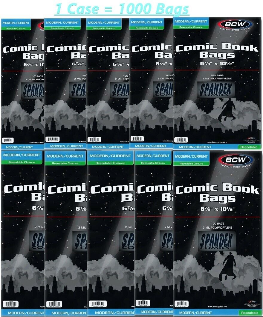 1000 (Case) BCW Current Modern Resealable 2-Mil Polypropylene Comic Book Bags