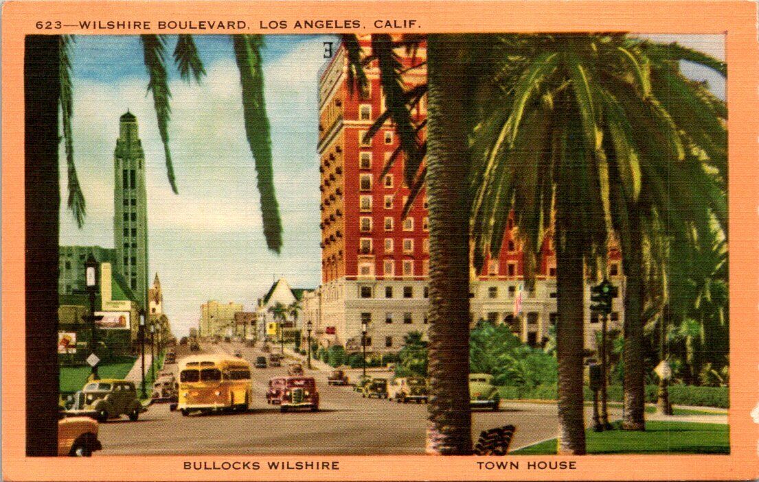 1940s Wilshire Boulevard Bullocks Los Angeles California Vintage Postcard