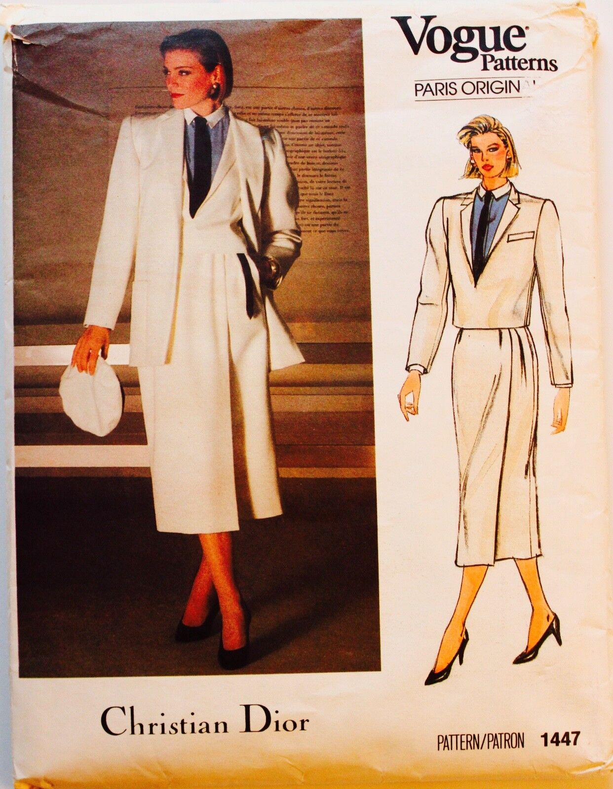 Vogue Paris Orig 1447 CHRISTIAN DIOR Annie Hall Coat Jacket Skirt Shirt Sz 10 UC