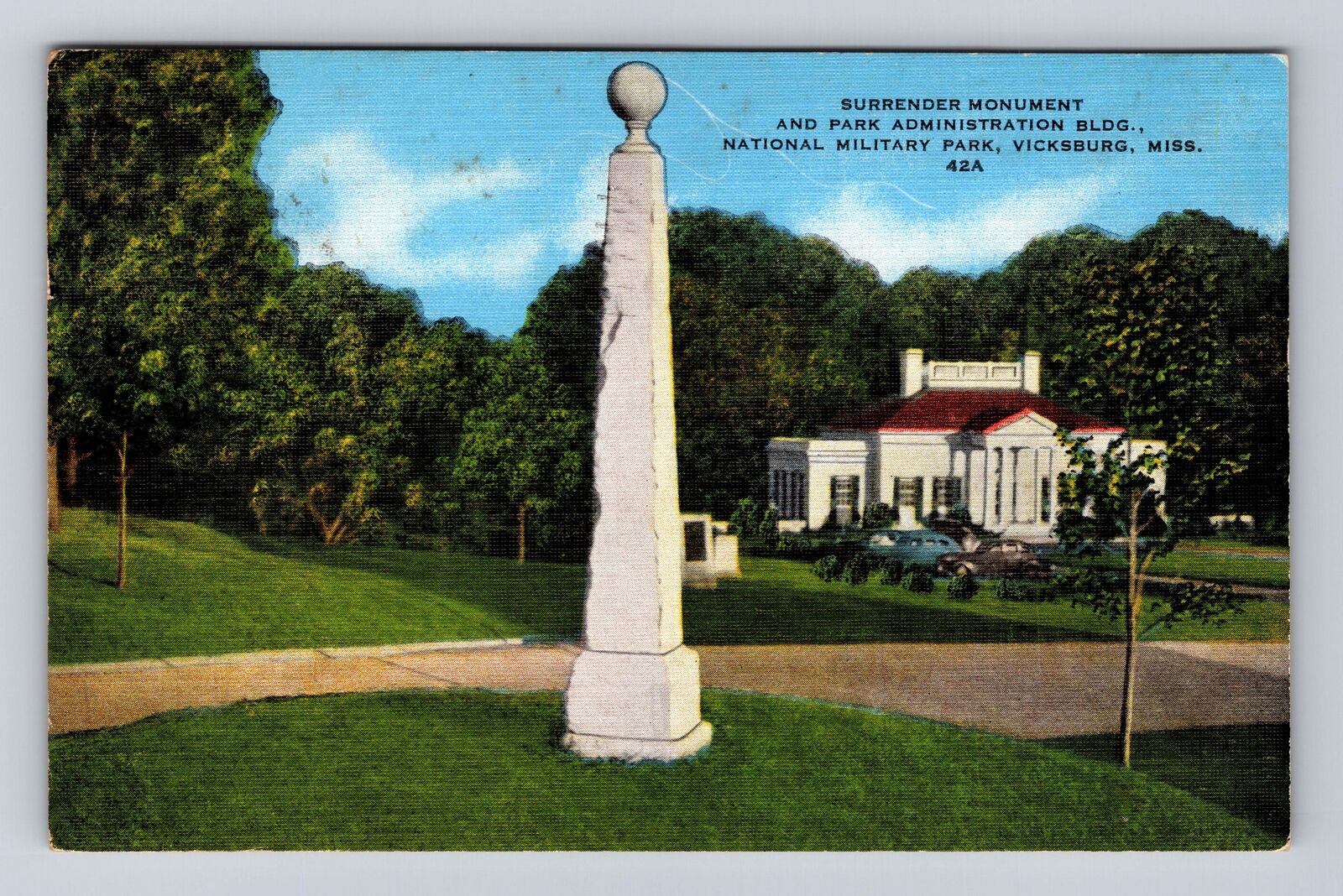 Vicksburg MS-Mississippi National Military Park Monument, Vintage c1947 Postcard