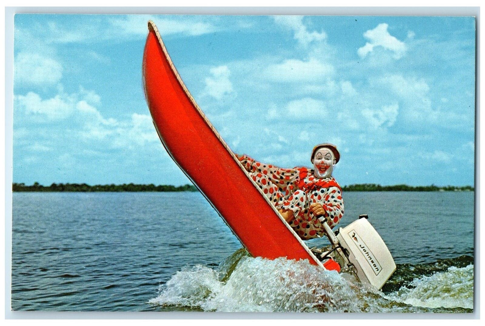 c1960's Corky The Cypress Gardens Clown Flying Flivver Miami Florida FL Postcard