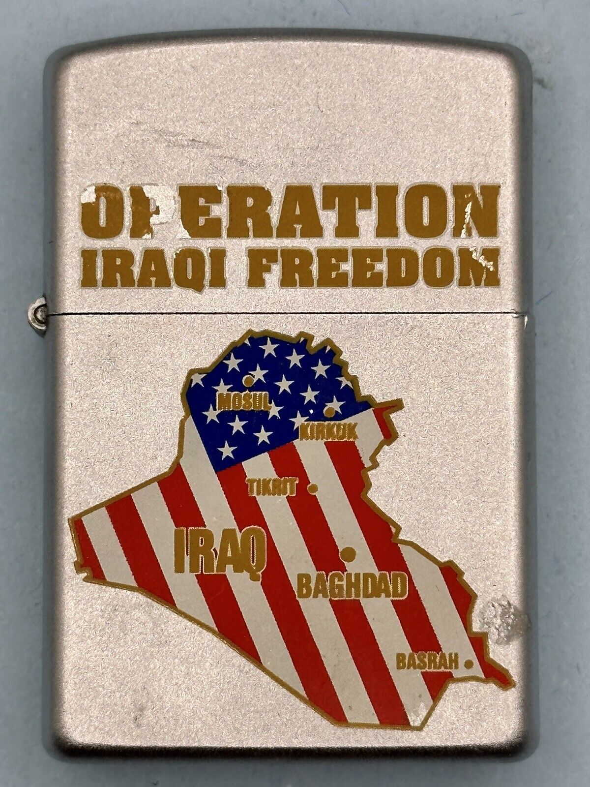 Vintage 2005 Operation Iraqi Freedom War Flag Chrome Zippo Lighter