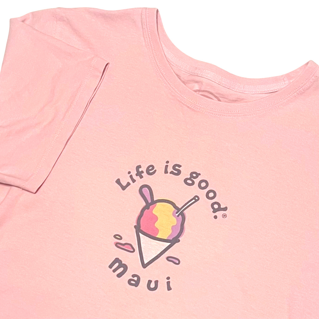 Life Is Good Maui Womens Short Sleve T-Shirt Pink Size Large