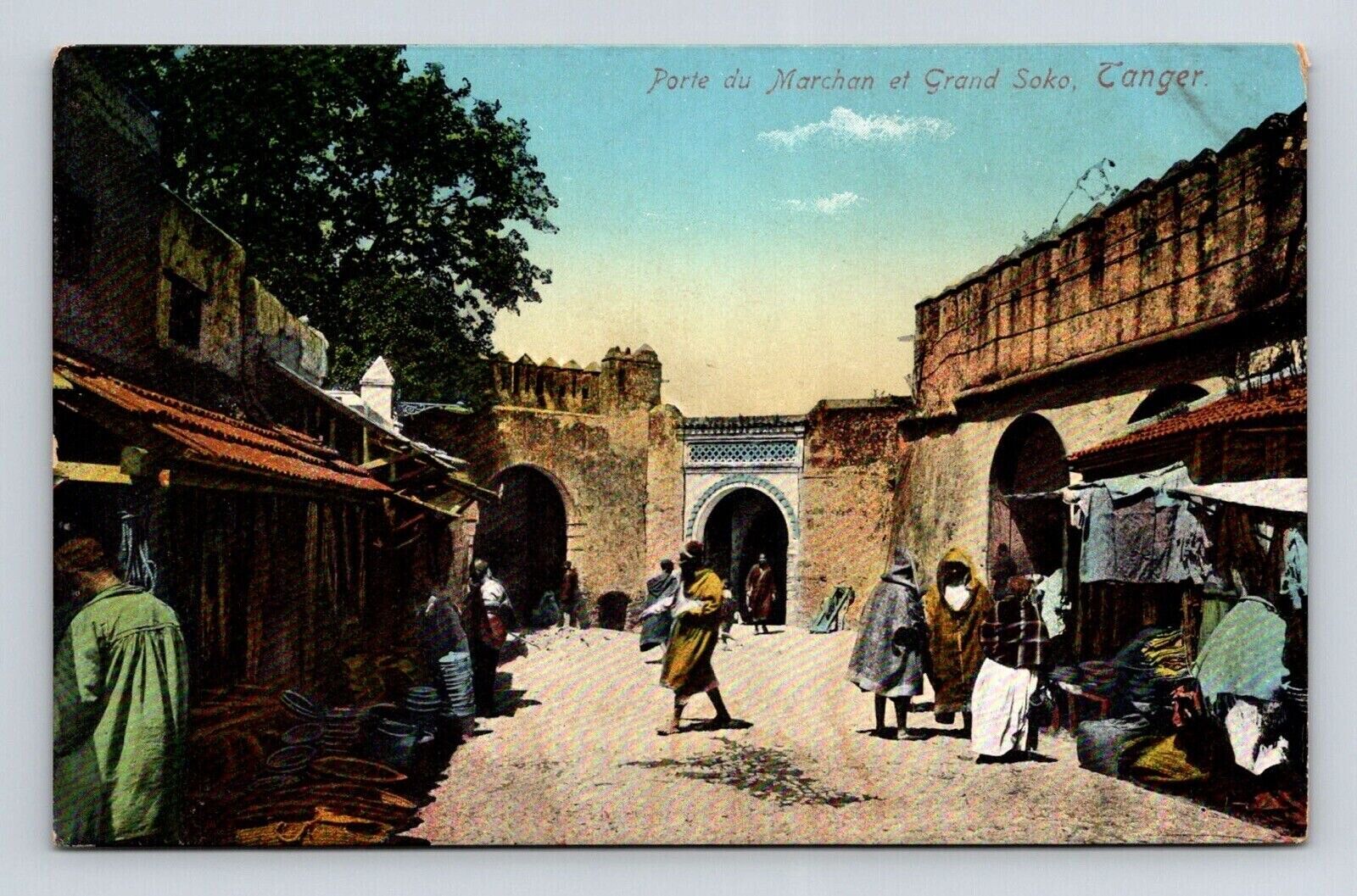 Porte Du Marchan Et Grand Soko Tanger Street View Market Vintage UNP Postcard