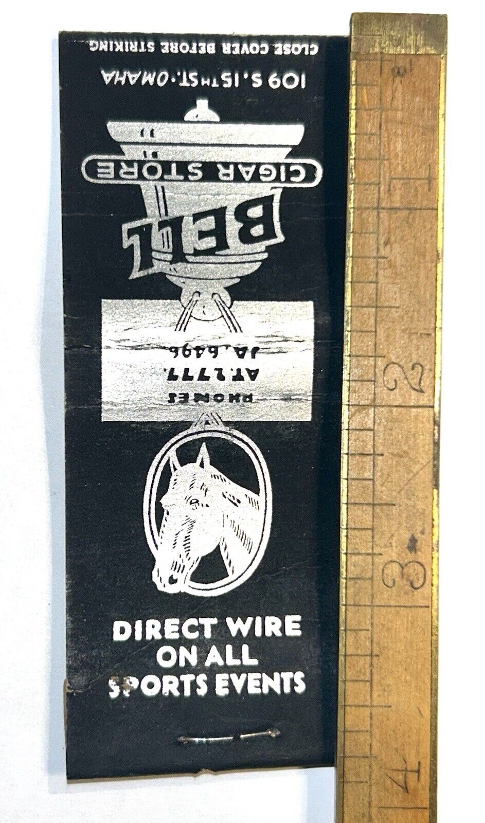 Vtg Omaha Nebraska Bell Cigar Tobacco Stores Advertising Matchbook 1930s NE USA
