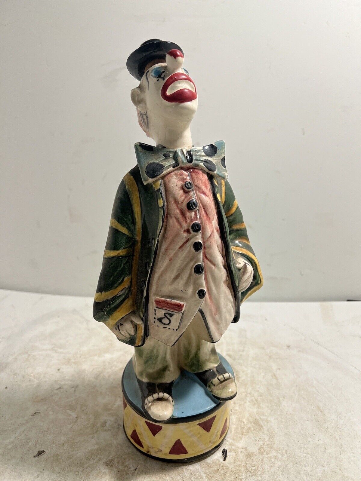 Antique Bischoff Cherry Italian Pottery Clown Liquor Decanters Trieste,  Italy