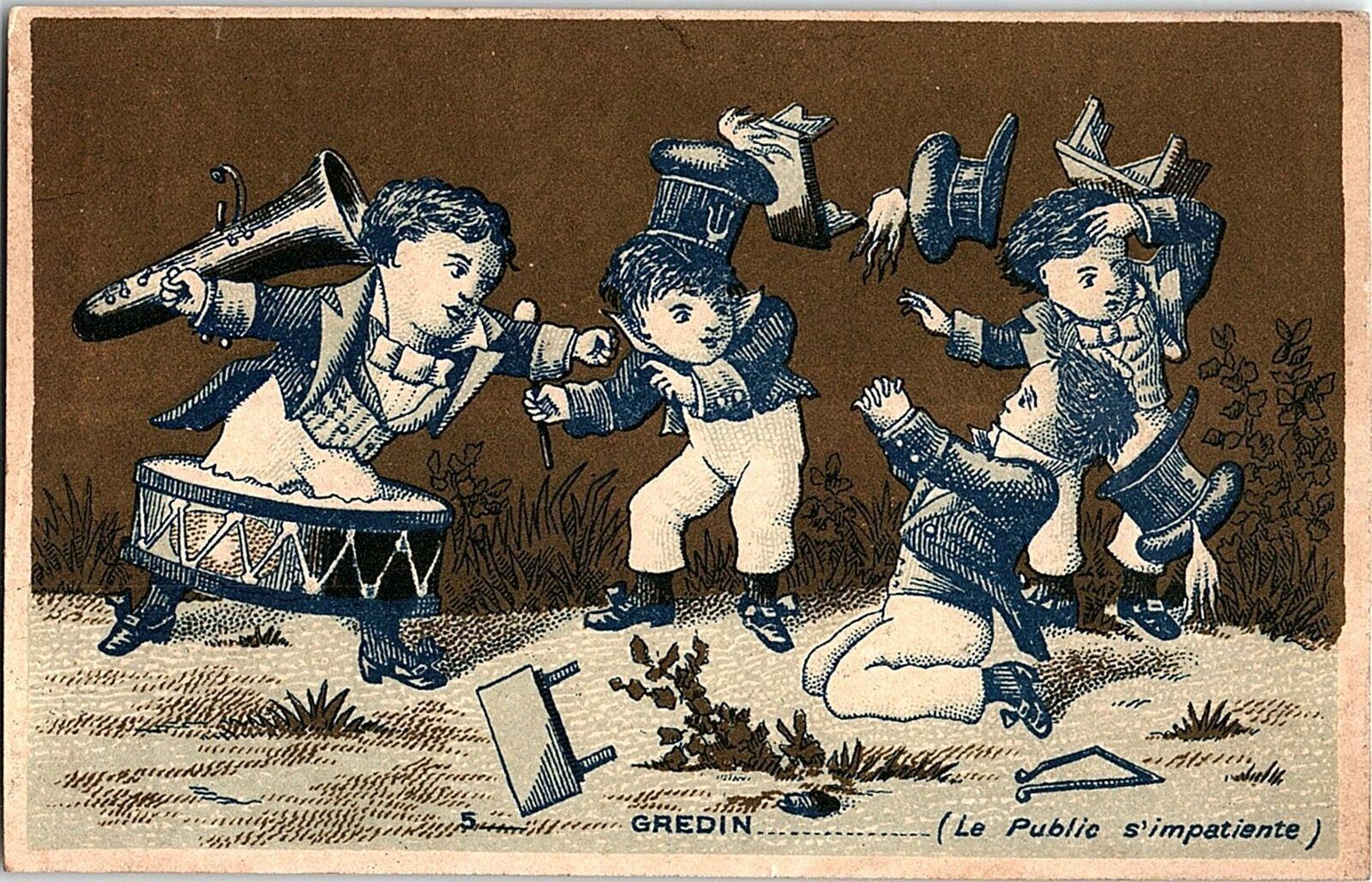 c1880 GREAT ATLANTIC TEA COFFEE MARCHING BAND FIGHT AD TRADE CARD 41-135