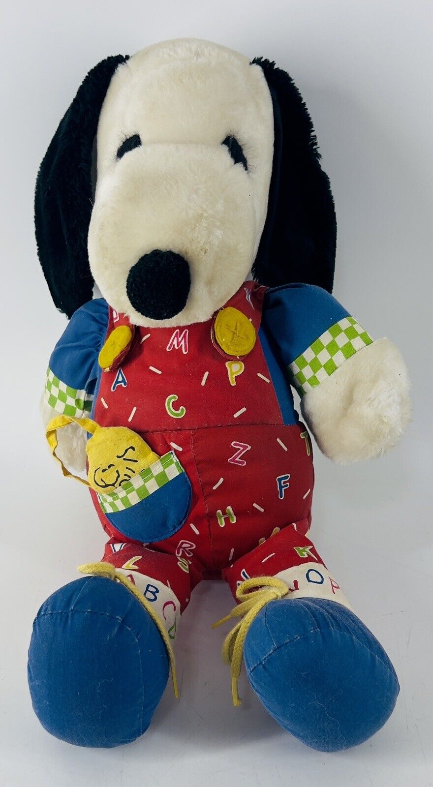 APPLAUSE - SNOOPY Learn & Play Plush W/zip, tie, buttons Vintage 1968 16”