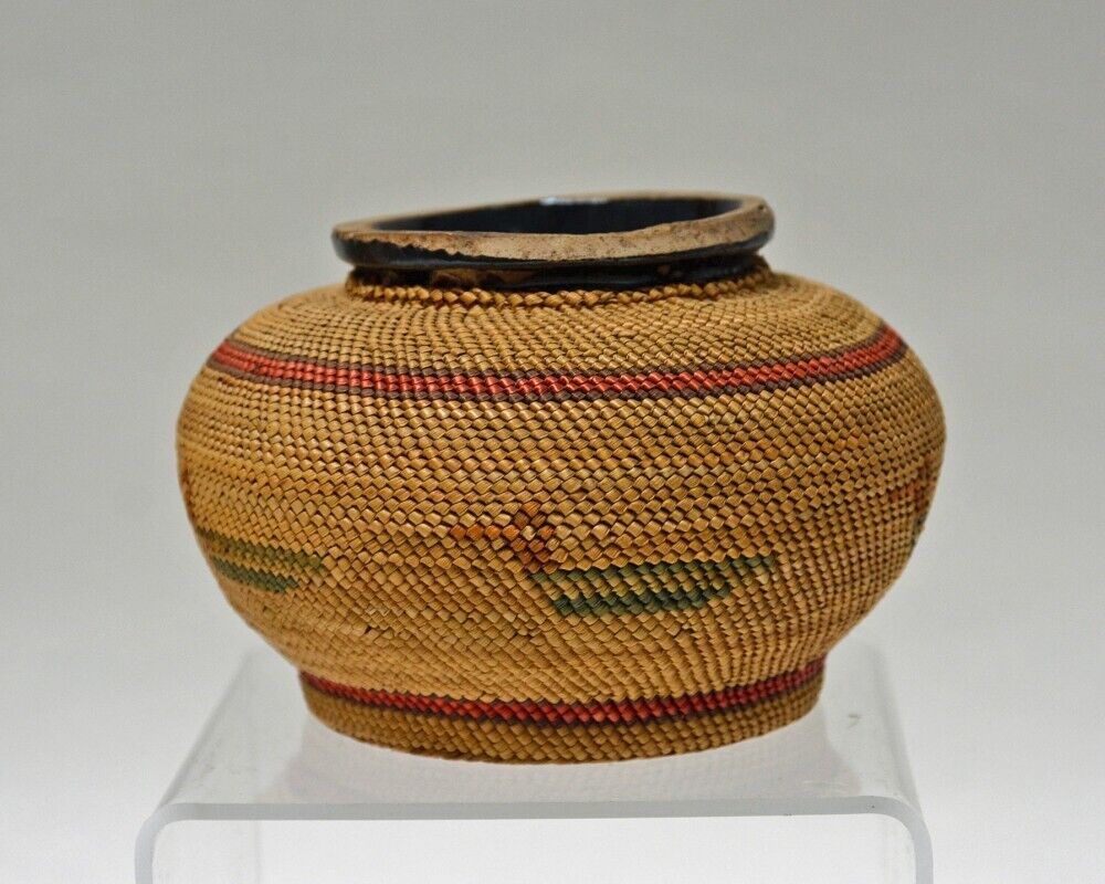 Early Makah Indian Woven Basket Round Ben Pot