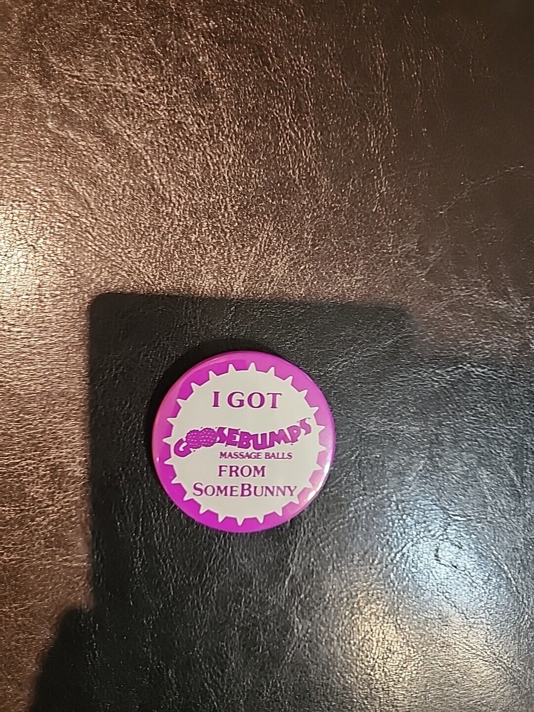 I Got Goosebumps From Some Bunny Massage Balls Vintage Pin Pinback Purple
