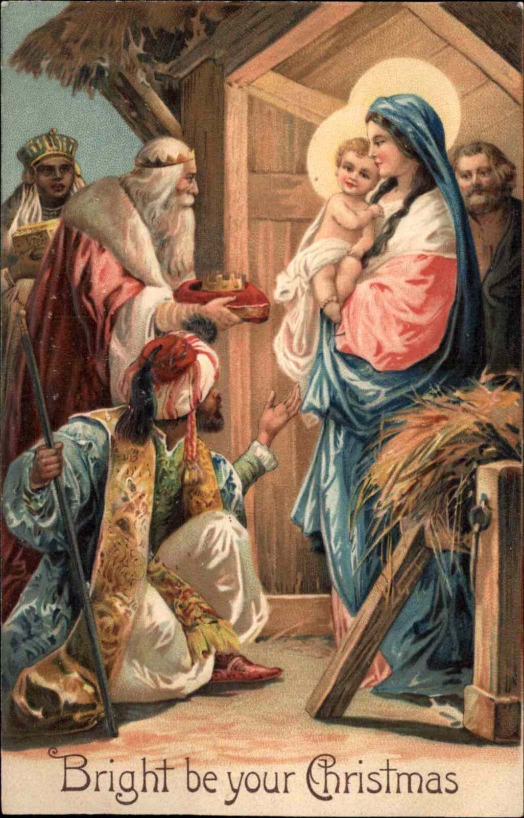 PFB Serie 11060 Christmas Mary Baby Jesus Wisemen Nativity Vintage Postcard