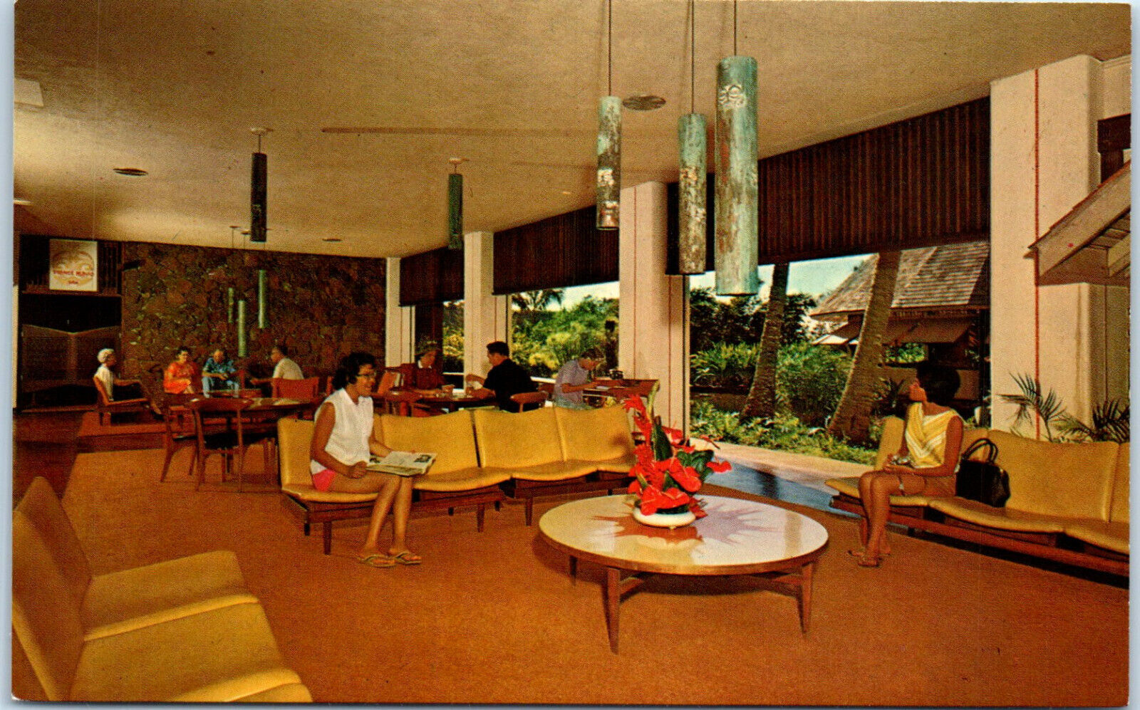 1950s Guest Lobby Lounge Kauai Surf Hotel Kauai HI Postcard