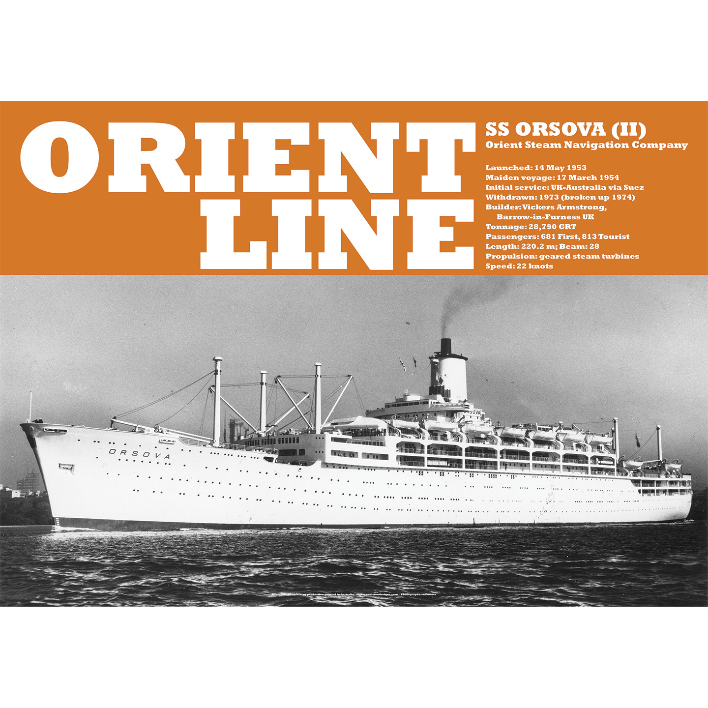 Orient Line SS Orsova Art Print - Passenger Liner 1954-73 Ship - A0 size poster
