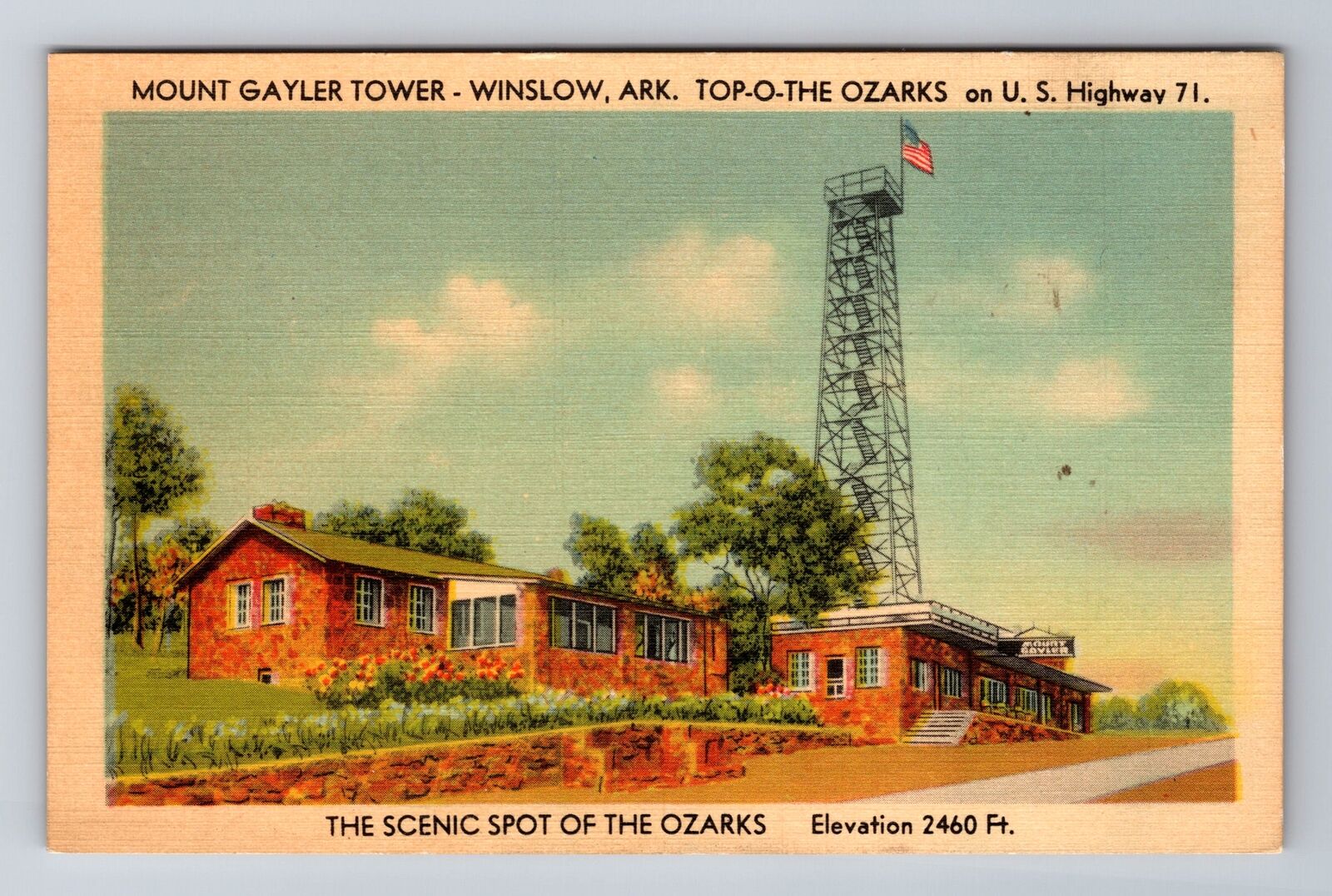Winslow AR-Arkansas, Mount Gayler Tower, Ozarks, Antique Vintage Postcard