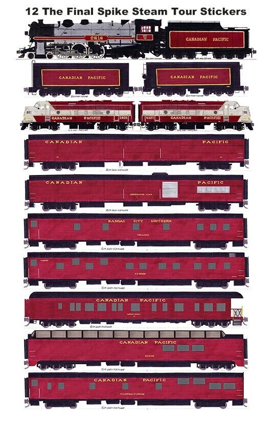 Canadian Pacific Final Spike Steam 12 individual Stickers Andy Fletcher