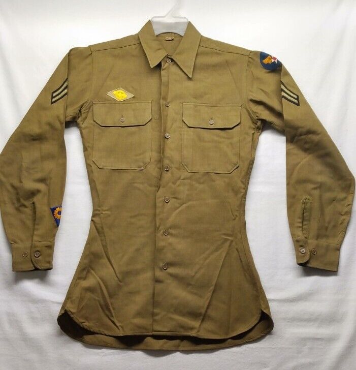 WW2 US Army Air Force USAAF Wool Dress Uniform 14.5 - 34 Green Enlisted Corporal