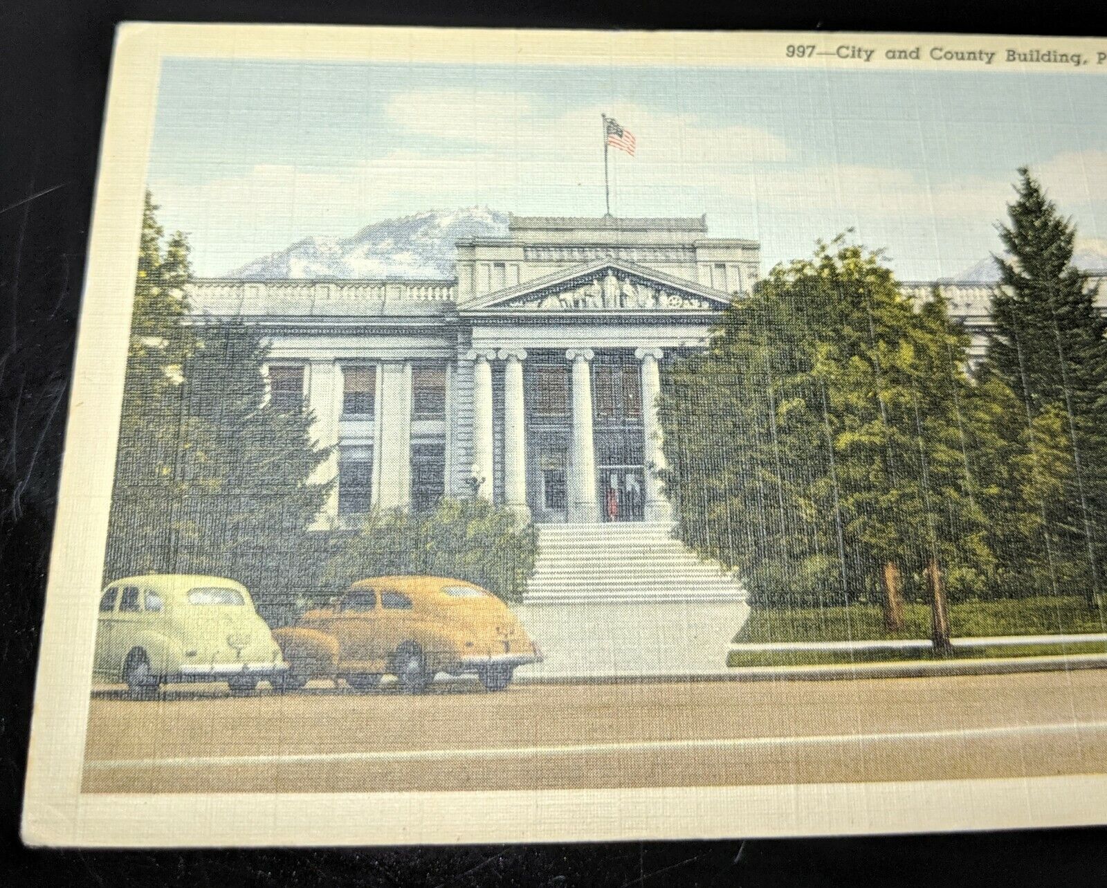 Vnt One-Cent Postcard Provo Utah City County Building C.T. Art Colored Unmarked 
