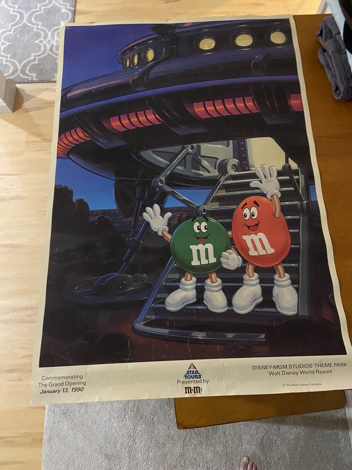 DISNEY-MGM STAR TOURS PRESENTED BY M&M\'s JAN 13, 1990 GRAND OPENING POSTER RARE