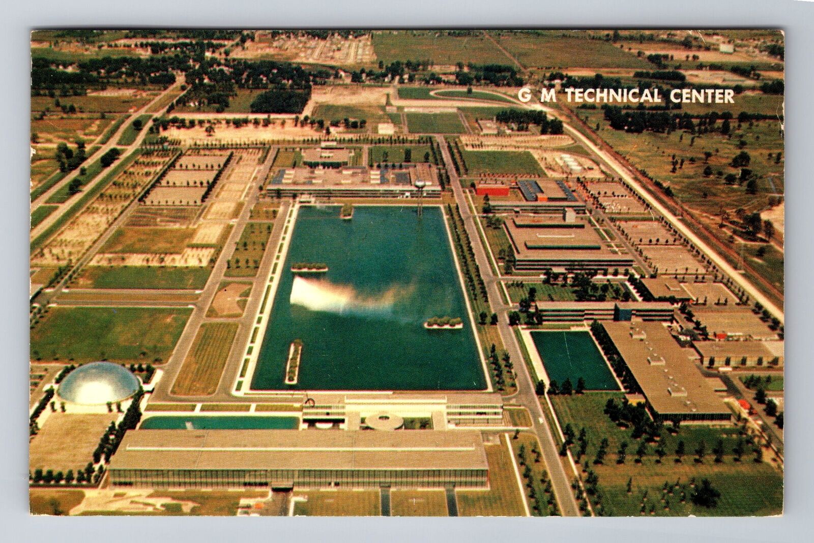 Warren MI-Michigan General Motors Technical Center Aerial Vintage c1961 Postcard