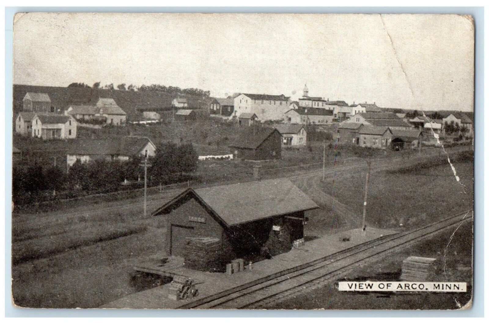 1910 View Exterior Building Railroad Arco Minnesota MN Vintage Antique Postcard