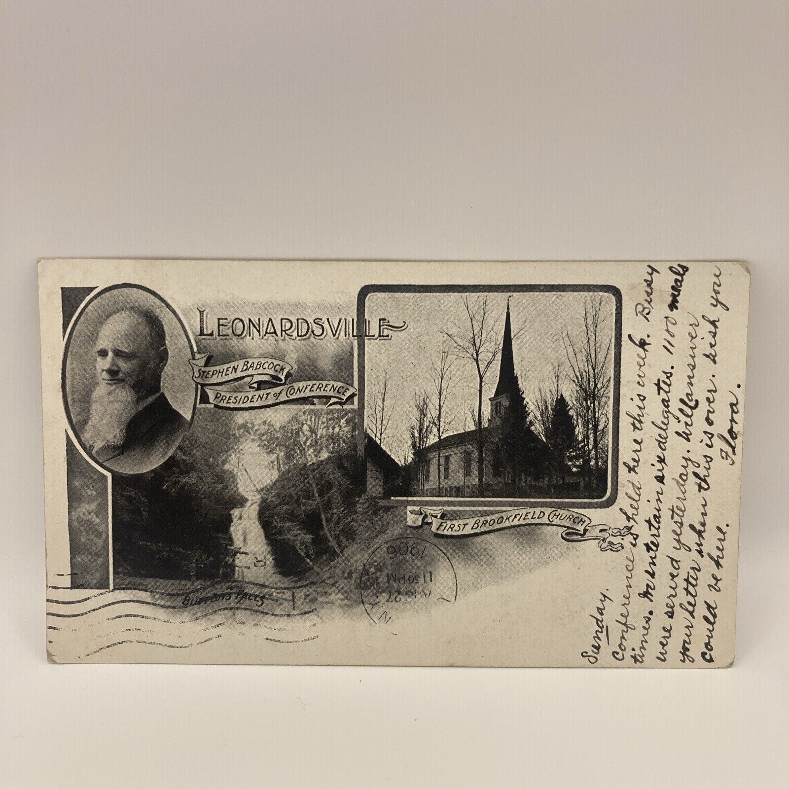 Pioneer Postcard Leonardsville New York, First Brookfield Church
