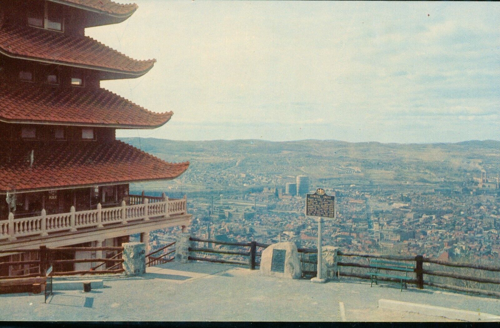 Pagoda Mt. Penn Charles Duryea Plaque Reading Pennsylvania PA Postcard