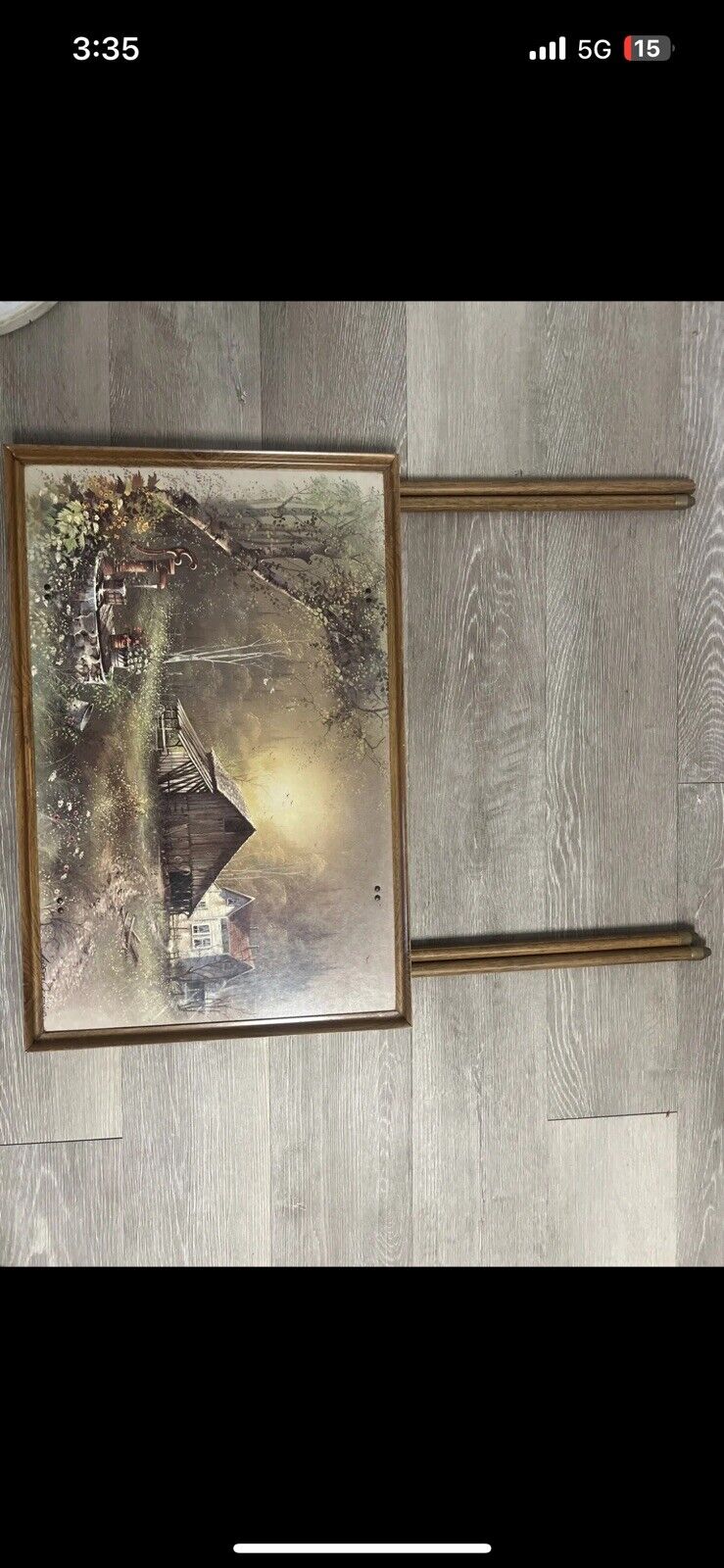 Set of 4 Vintage Andres Orpinas Folding TV Tray Tables, Rustic Barn Farm MCM