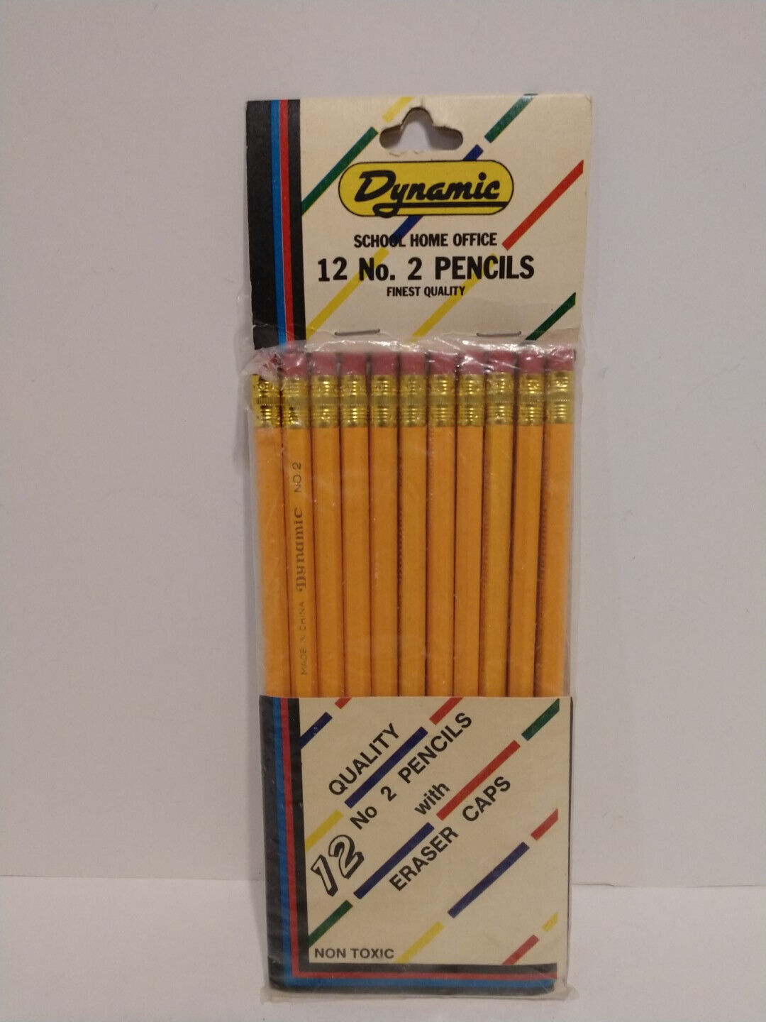 Vintage New Old Stock DYNAMIC #2 Pencils Pack Of 12 ~ With Eraser Caps