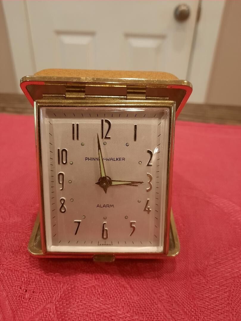 Vintage Phinney-Walker Folding Travel Alarm Clock Made In Germany, PW 15