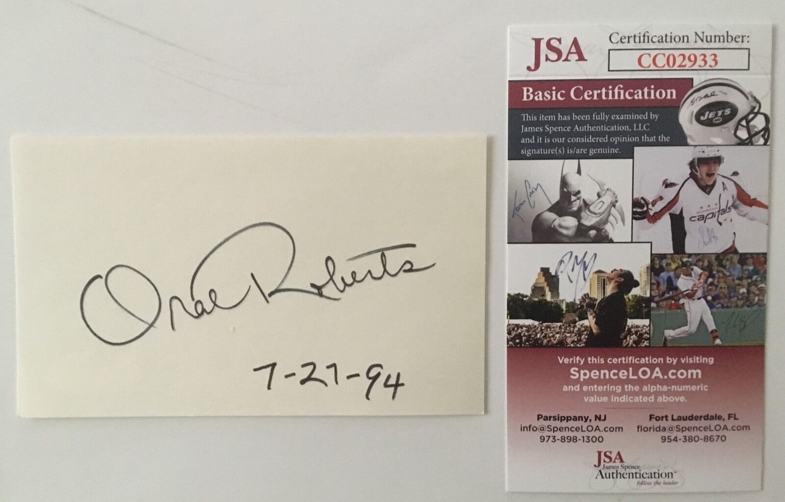 Oral Roberts Signed Autographed 3x5 Card JSA Certified Evangelist