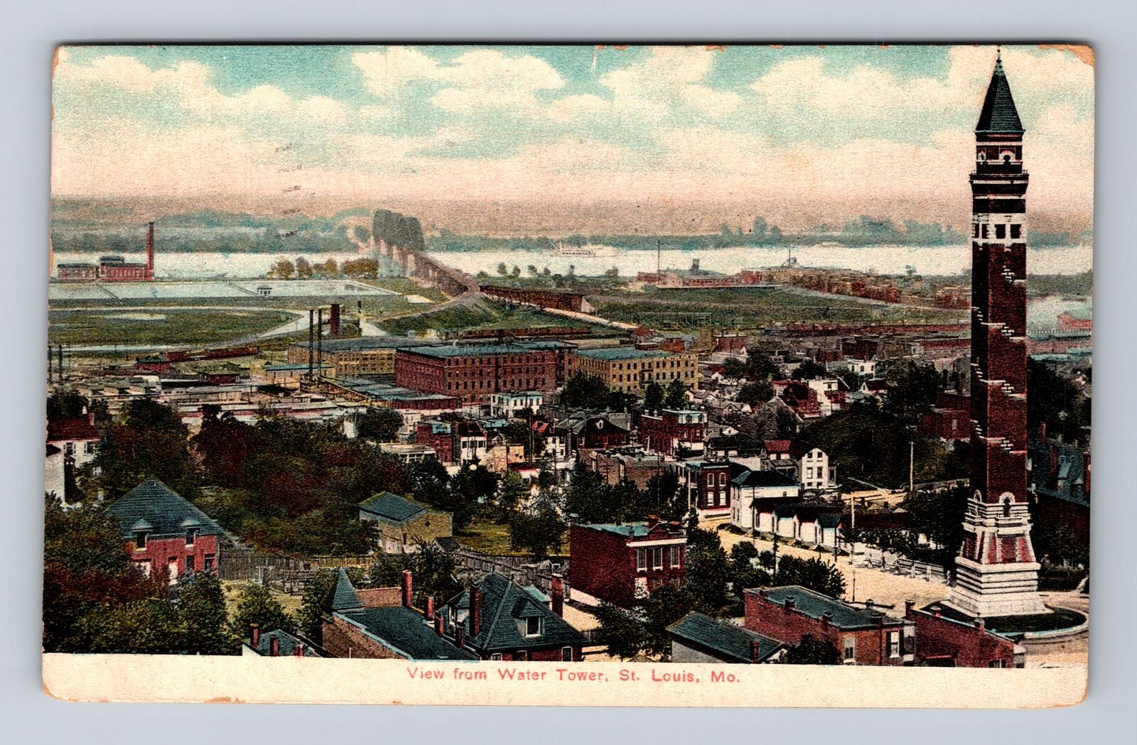 St Louis MO-Missouri, Aerial View over City, Antique Vintage c1908 Postcard