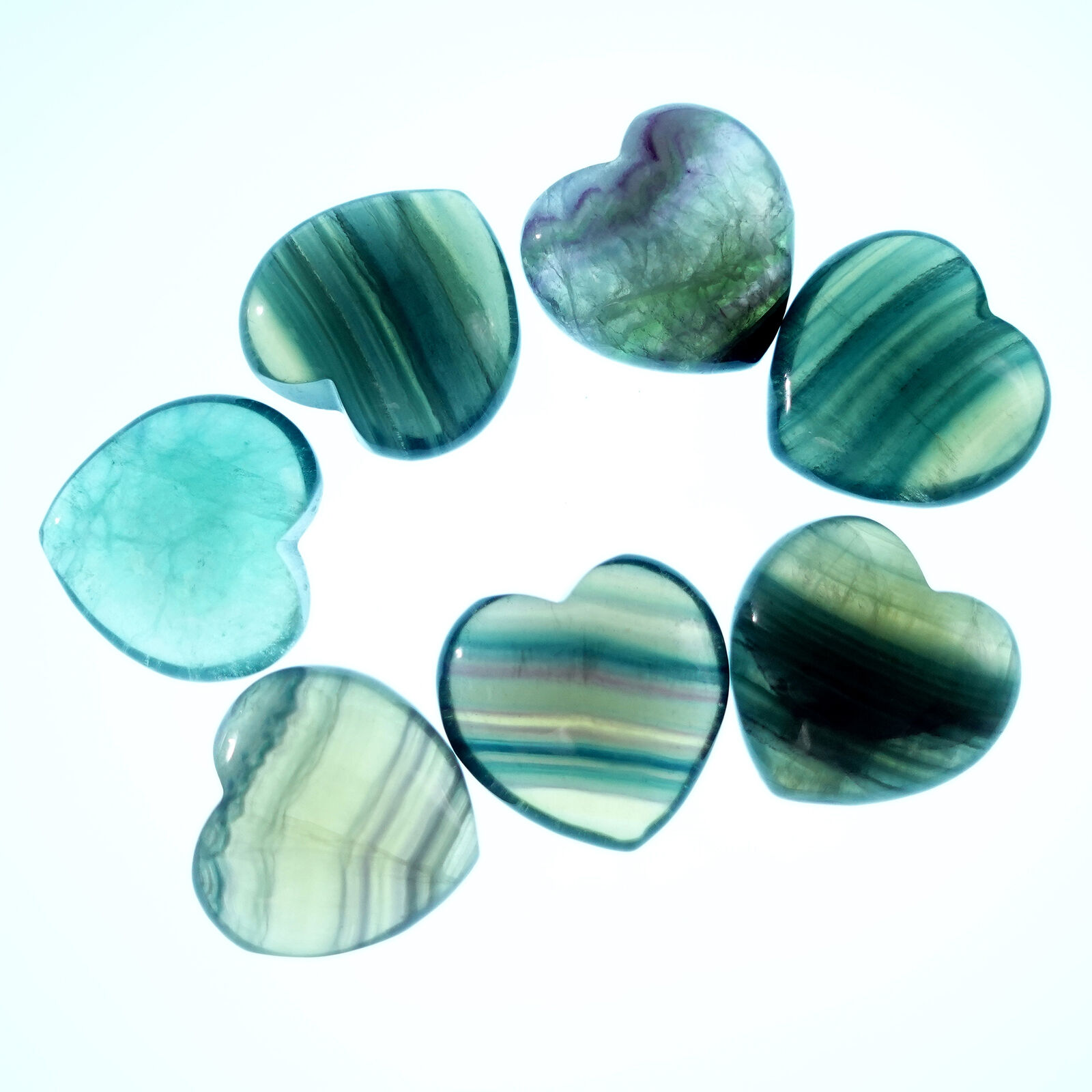Natural Crystal Sweet Heart Shape Green Fluorite Stone Carved Quartz DIY Healing