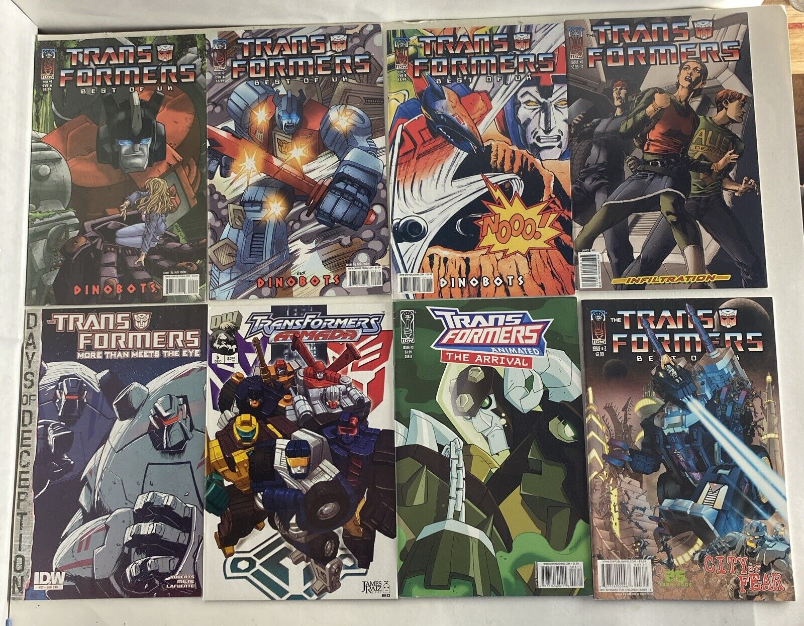 Transformers Mixed Comic Lot (8 Books) Best Of UK Dinobots Armada Arrival