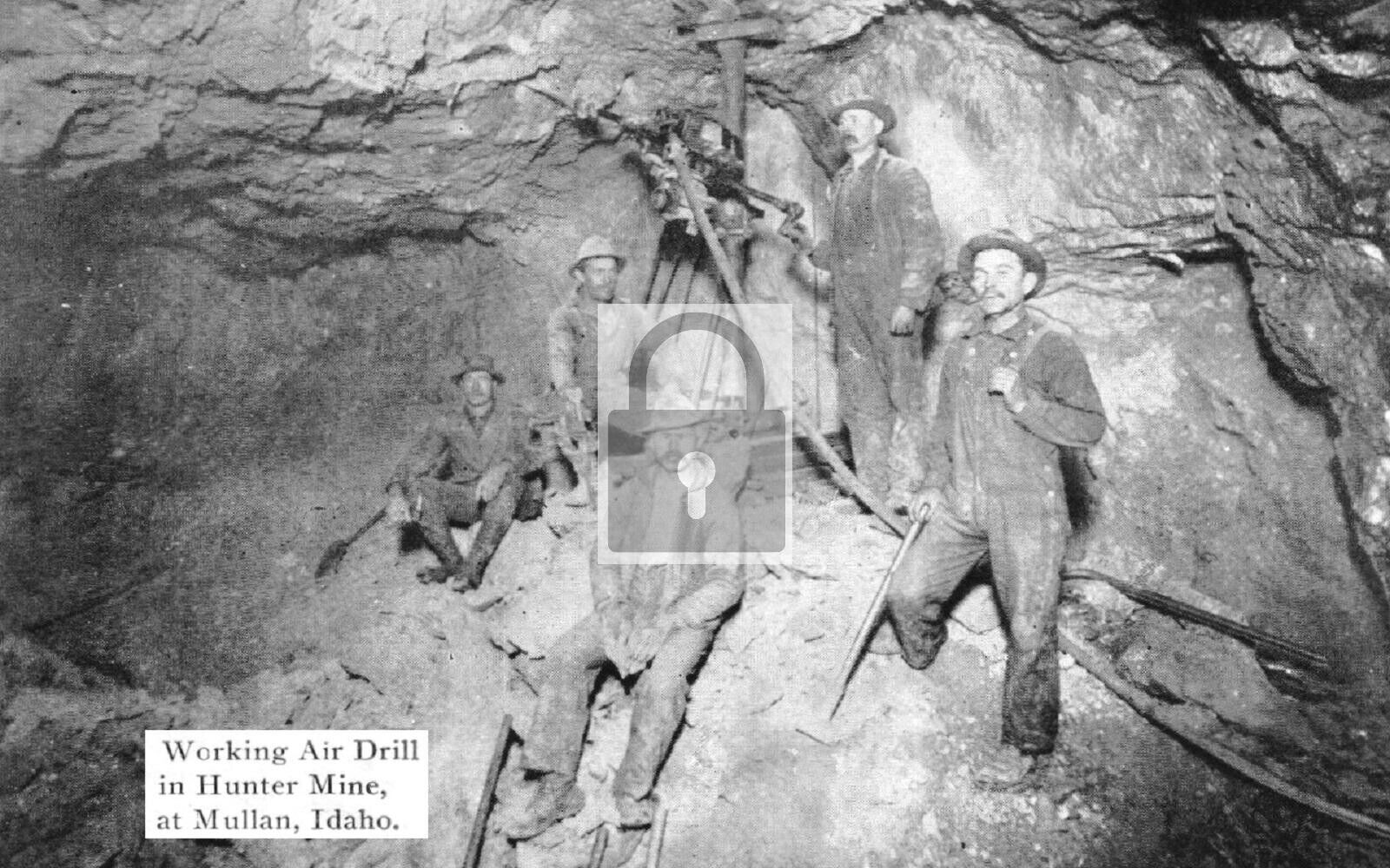 Workers With Air Drill Hunter Mine Mullan Idaho ID 8x10 Reprint