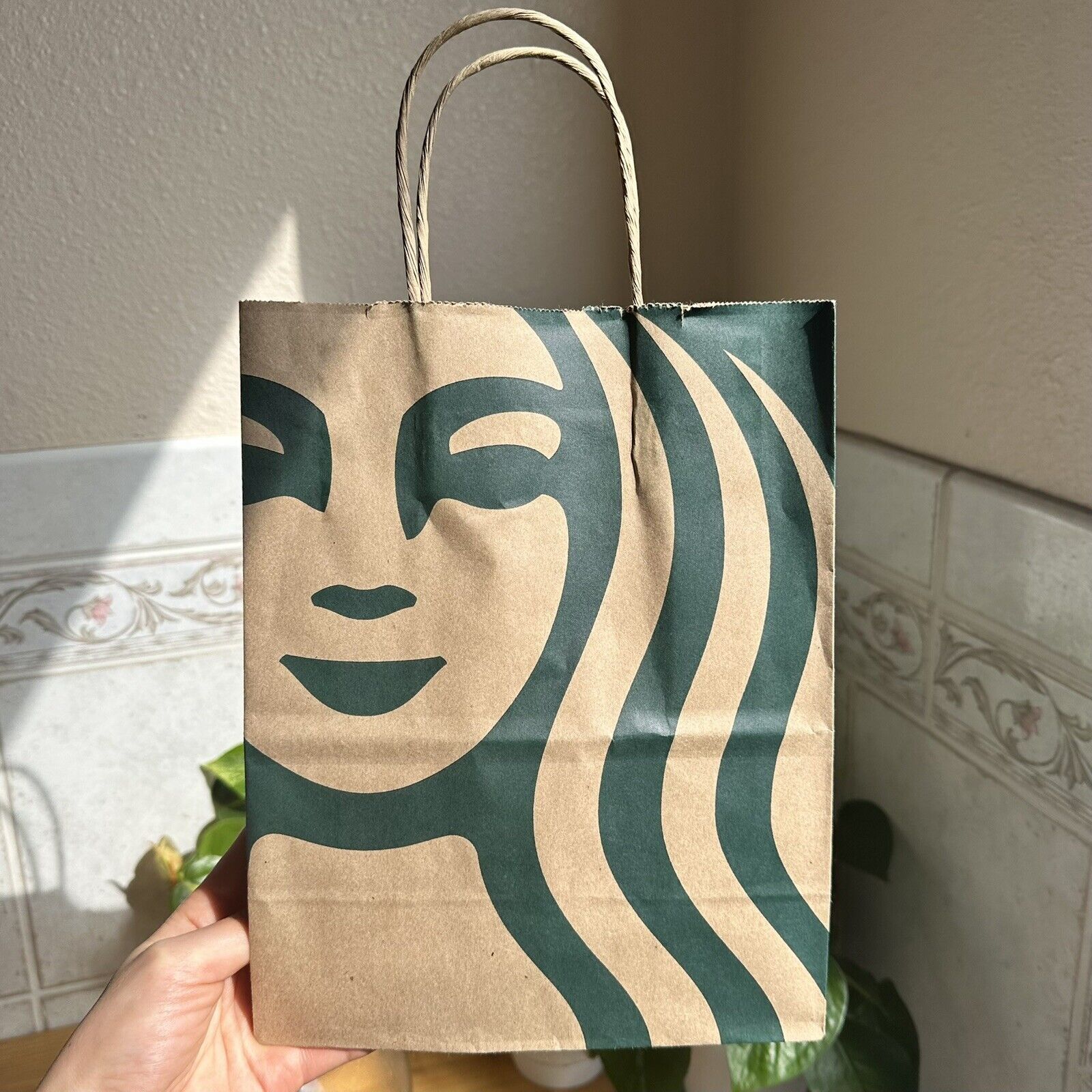 Starbucks 10 x Reusable Recycled Brown Paper Shopping Lunch Gift Bags w/ Handles