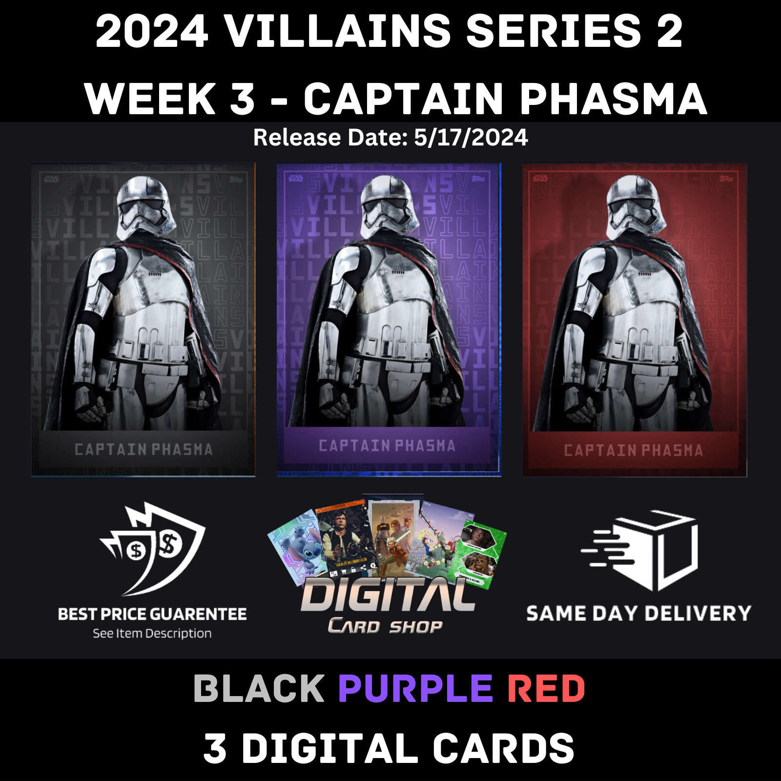 Topps Star Wars Card Trader 2024 Villains Series 2 Week 3 Captain Phasma Black +