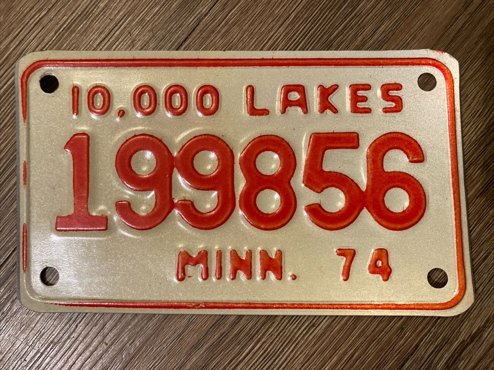 Vintage 1974 Minnesota MN Motorcycle License Plate Man Cave Wall Decor Collector