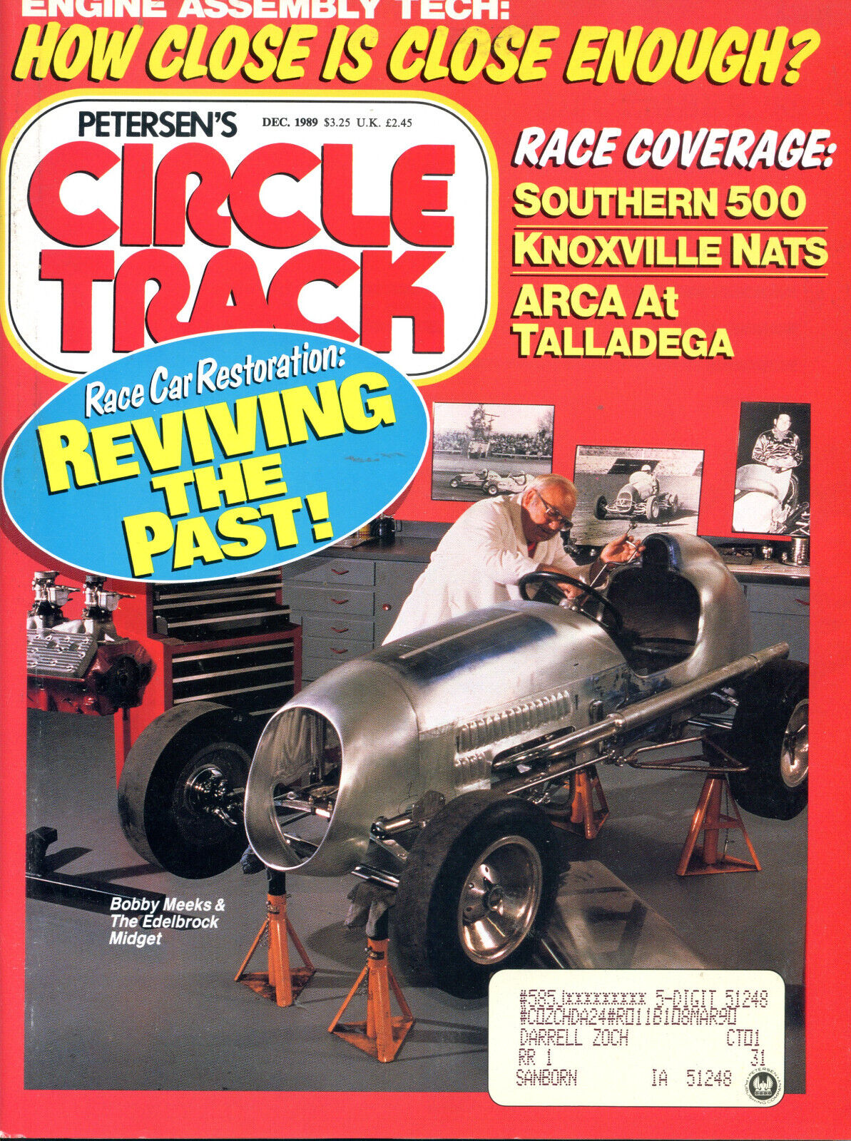 Circle Track Magazine December 1989  Race Car Restoration:  Box 605
