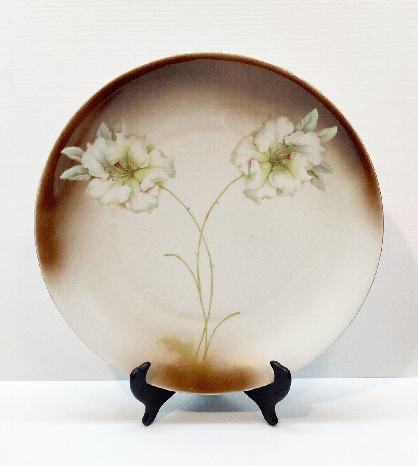 PV Vessra Germany Hand-Painted Amaryllis Flowers 12” Platter Plate Vintage