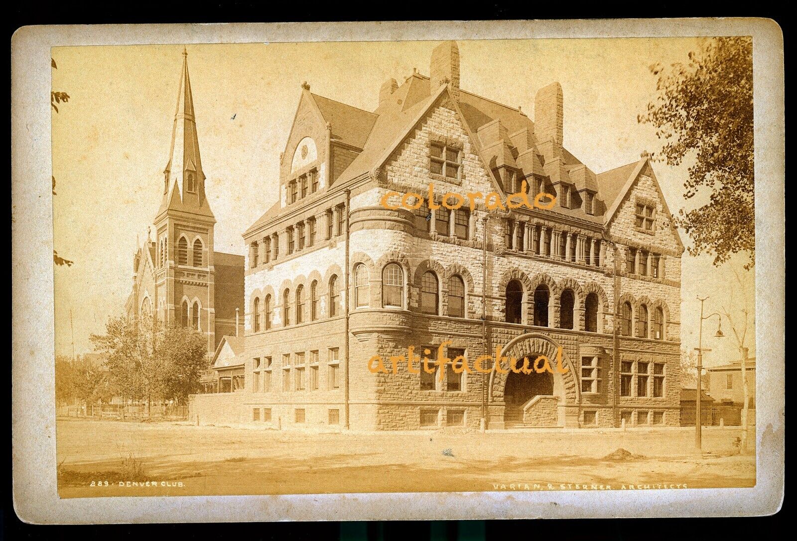 DENVER ATHLETIC CLUB Colorado #289 WH Jackson photo Varian & Sterner ca 1890