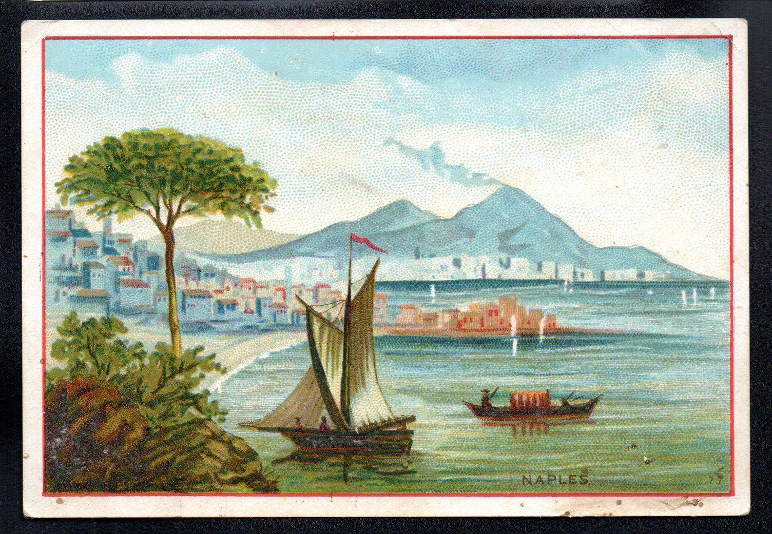 NAPLES ITALY 1880's VICTORIAN ADVERTISING TRADE CARD NO AD