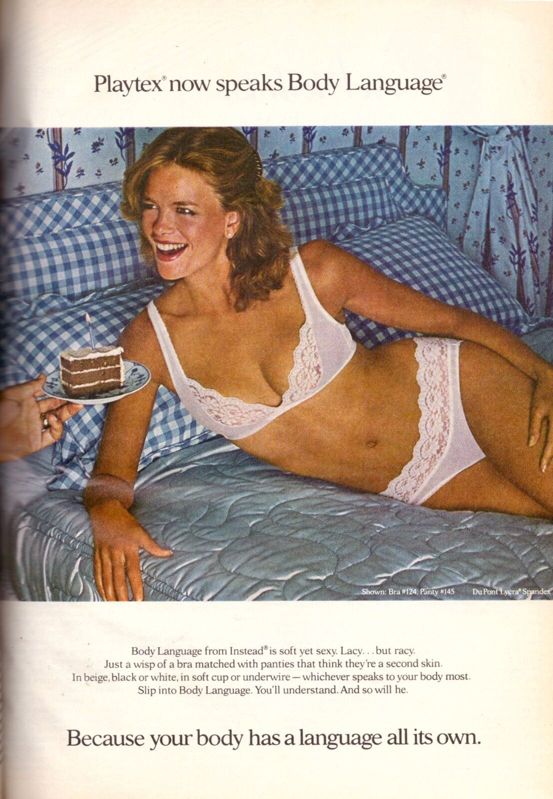 1980 Playtex Bra Panties Lingerie Lisa Taylor Sexy Brunette Vintage Print Ad 80s