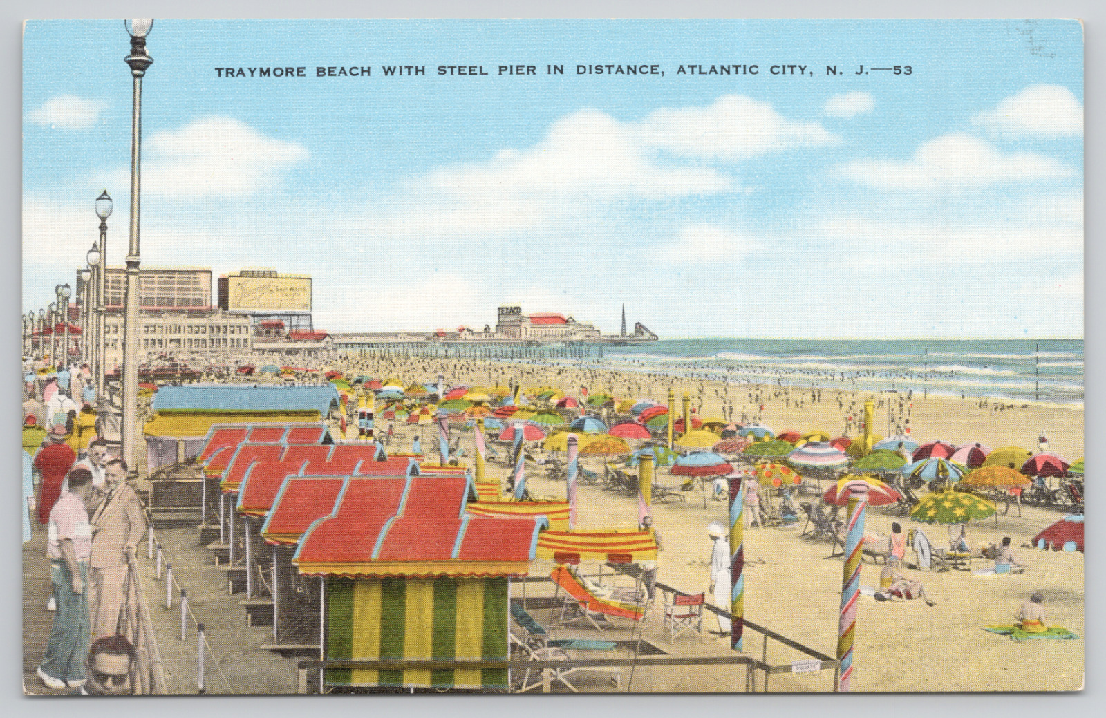Atlantic City New Jersey Traymore Beach Steel Pier Linen Vintage Postcard