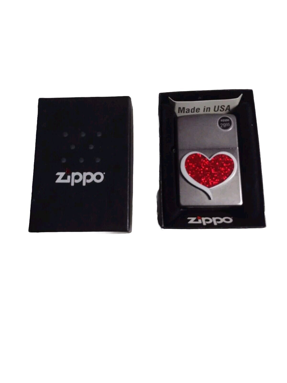 Zippo Glitter Heart Pocket Lighter, Satin Chrome
