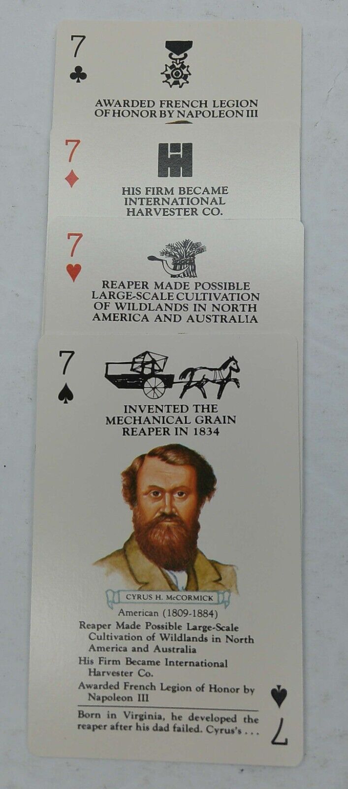 Cyrus H McCormick (Famous Inventor) Collectible Playing Cards