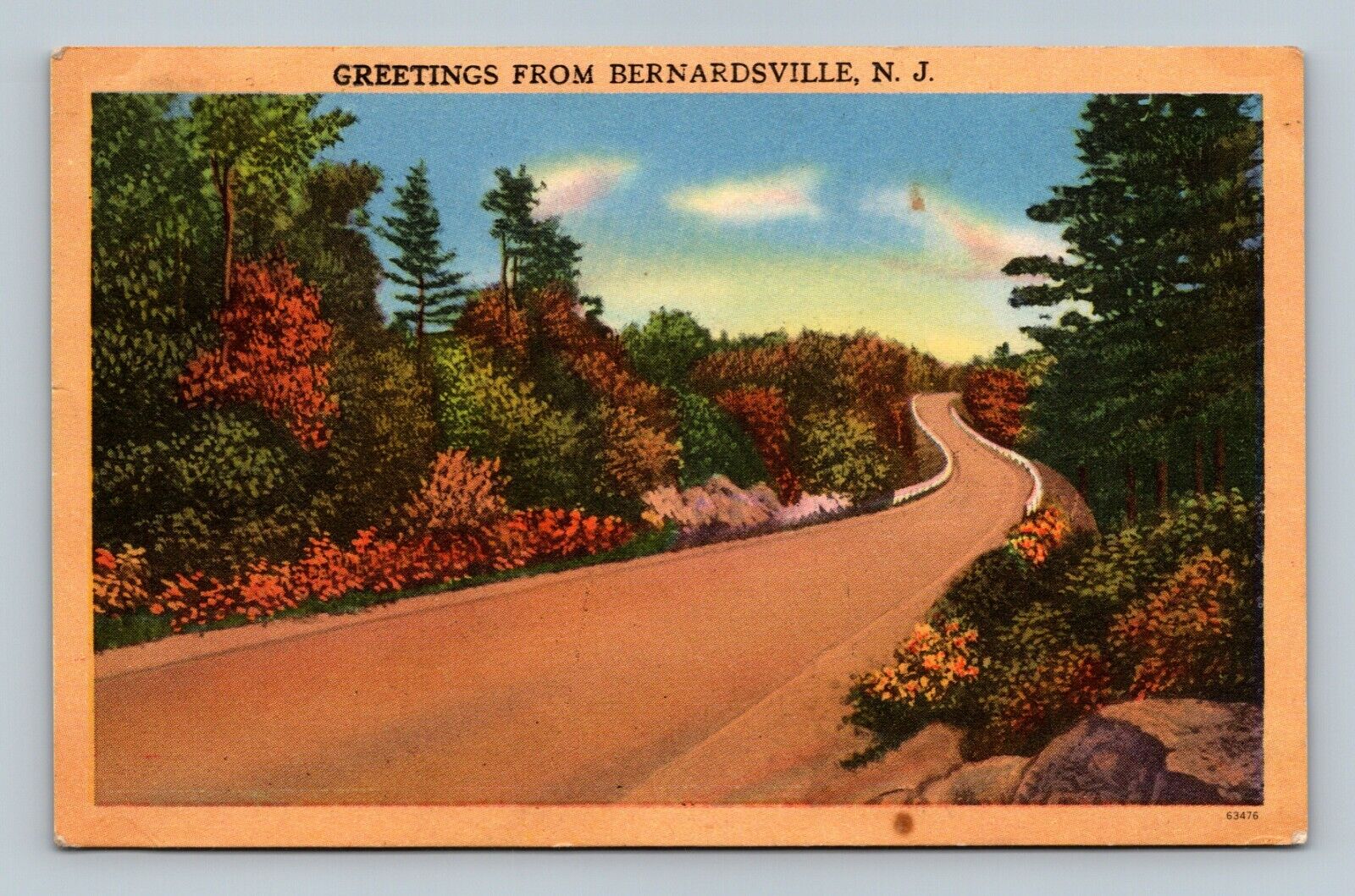 Greetings From Bernardsville NJ New Jersey Lake Scene Postcard